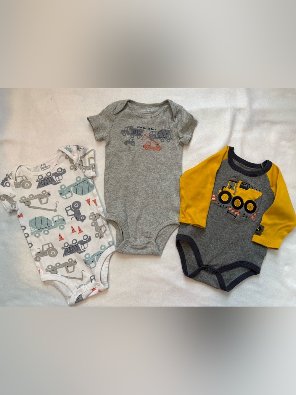 Carter's Gray & Yellow Construction Print One-Piece Bodysuit